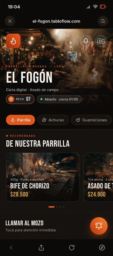 Carta de una parrilla